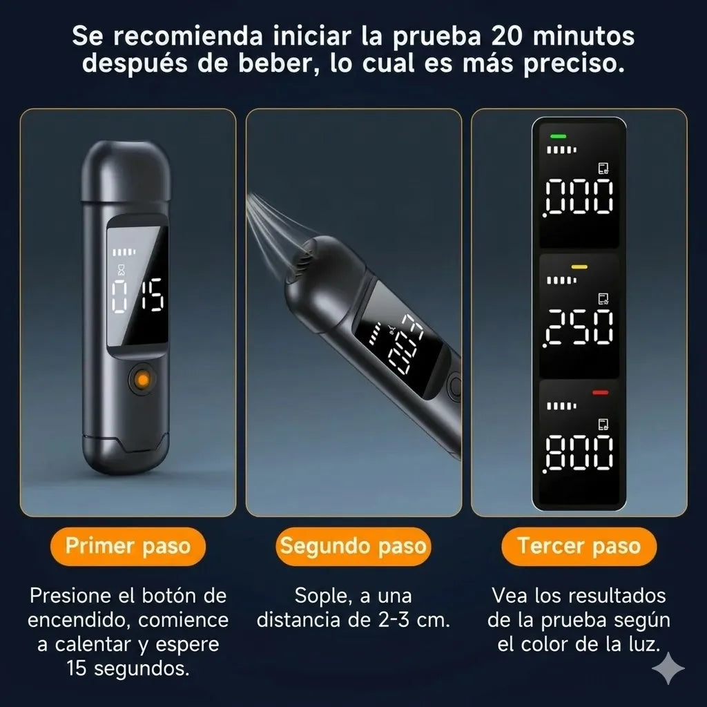 AlcoCheck ™ Alcoholímetro Portátil de Alta Precisión
